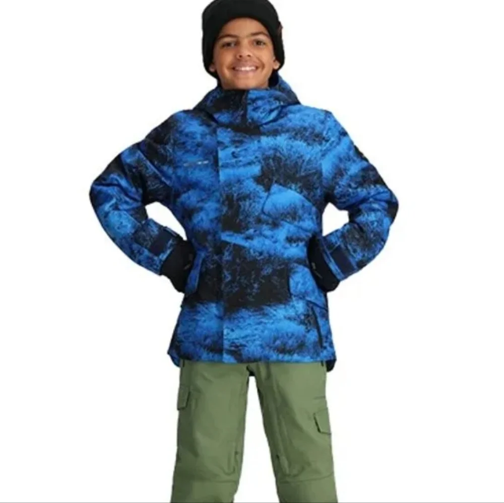 NWT Obermeyer GAGE TEEN LARGE CAMO Blue & Black Jacket